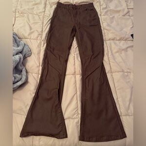 Edikted brown leather flare pants
